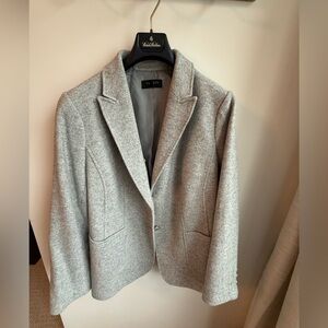 Talbots herringbone wool blazer with fur collar size 16W EUC